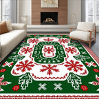 Rustic Red Snowflake Christmas Garden Rug