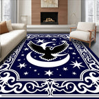 Midnight Eagle Crescent Moon Stars Rug