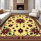 Crimson Floral Medallion Yellow Lattice Rug