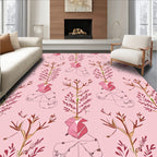 Pink Botanical Sketch Repeating Pattern Rug
