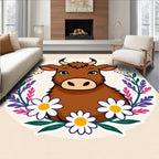 Cute Brown Cow Daisy Wreath Rug