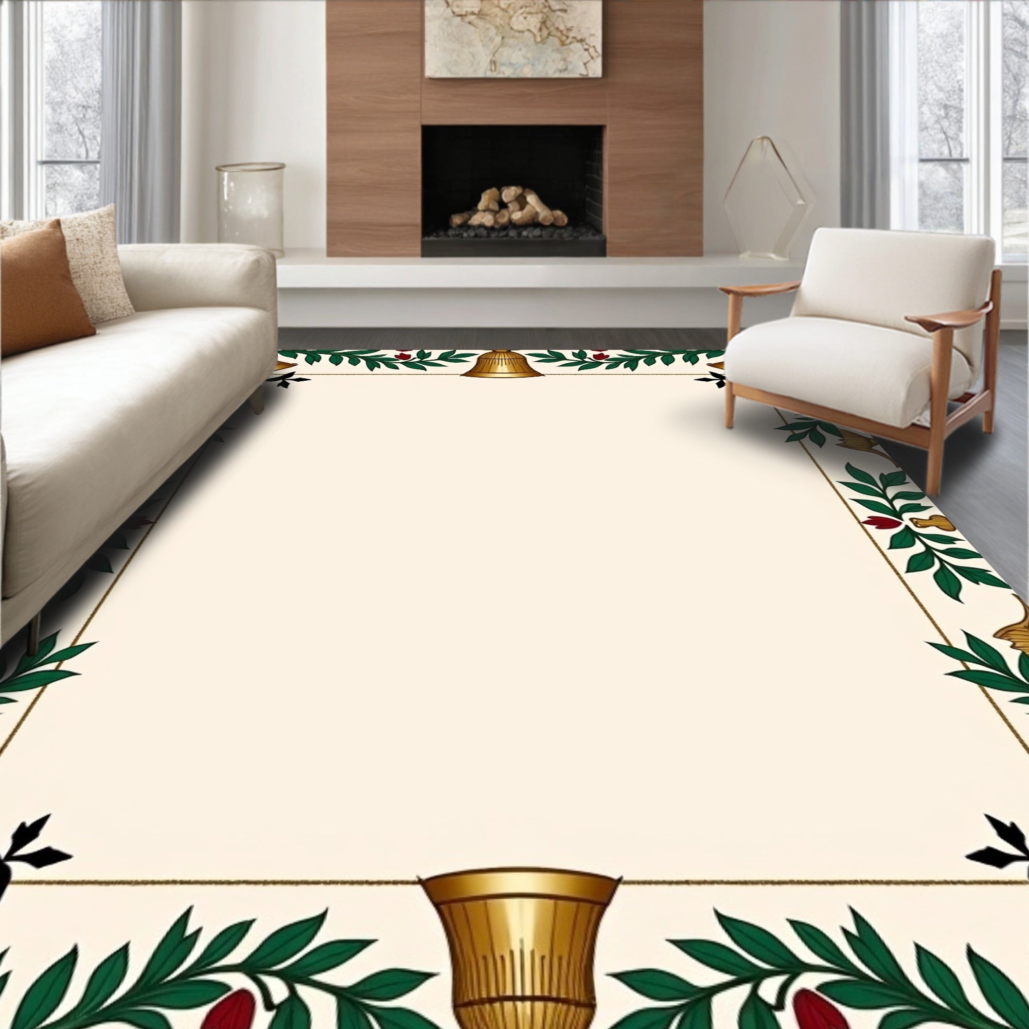 Golden Bell Garland Border Rug