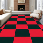 Bold Red Black Checkered Squares Rug