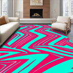 Vibrant Teal Electric Zigzag Rug
