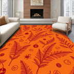 Crimson Feathered Ornaments Autumn Rug