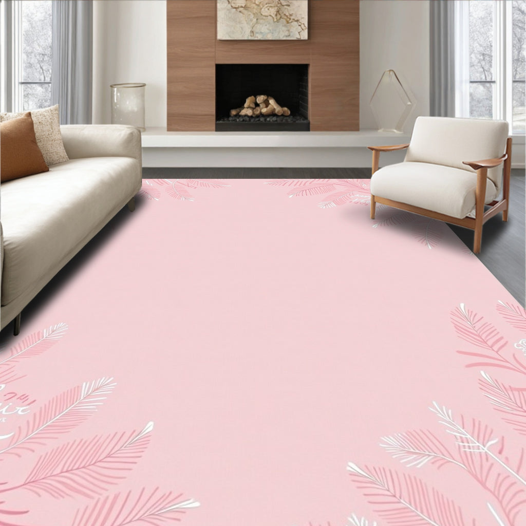 Pale Pink Feather Branches Rug