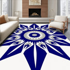 Deep Blue Starburst Geometric Medallion Rug