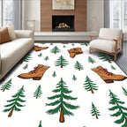 Brown Hiking Boots Forest Scene Rug