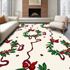 Festive Holly Berry Wreath Ribbon Rug