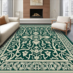 Emerald Ivory Ornate Floral Garden Rug