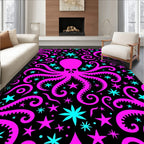 Hot Pink Octopus Turquoise Star Swirl Rug