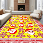 Merry Santa Claus Floral Yellow Rug