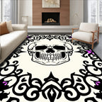 Ornate Skull Floral Frame Rug