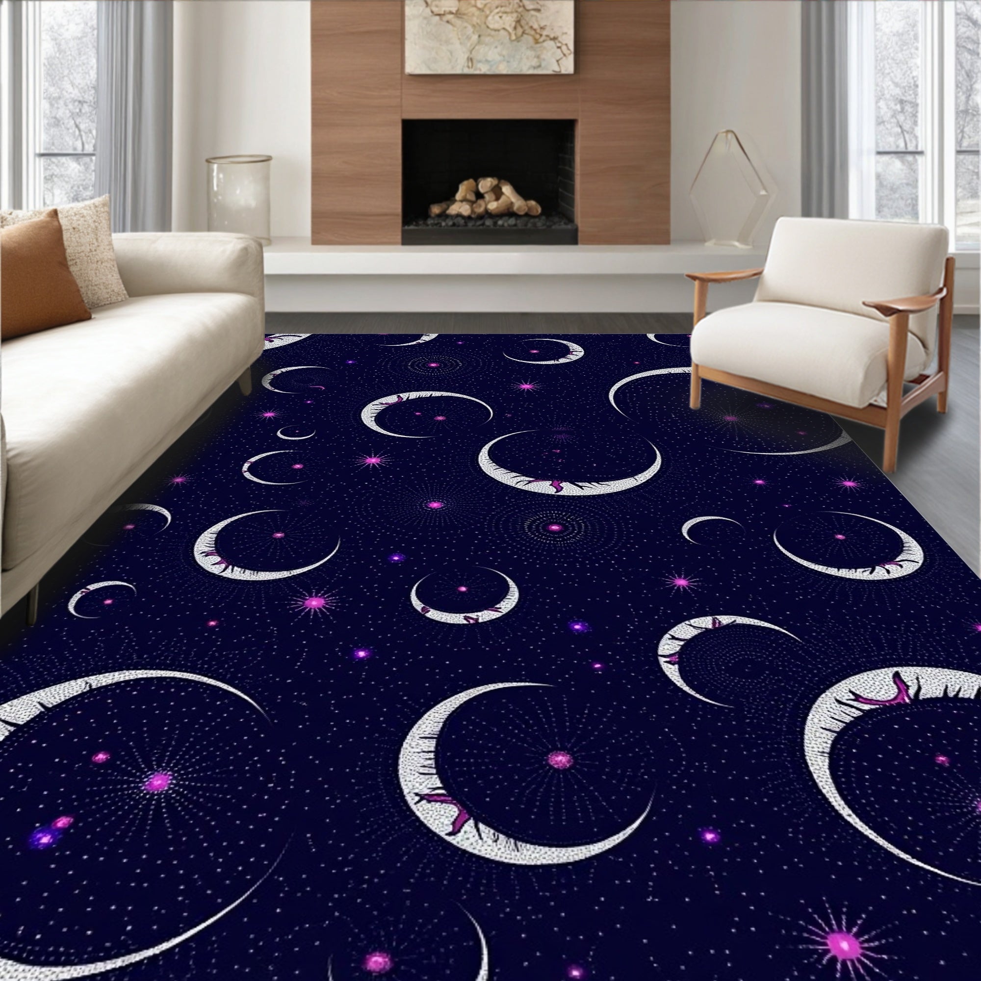 Celestial Moon Starry Night Rug