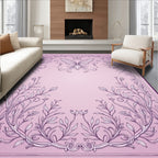 Ornate Lilac Butterfly Floral Scroll Rug