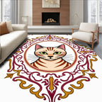 Ornate Tiger Cat Portrait Oval Rug