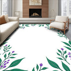 Emerald Green Floral Vine Border Rug