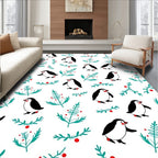 Whimsical Penguin Berry Branch Repeat Rug