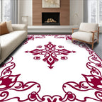 Ornate Crimson Vine Scroll Work Rug