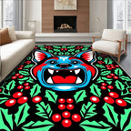Bold Cyan Red Wolf Holly Rug