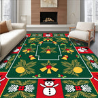Festive Snowmen Jingle Bell Evergreen Garland Rug