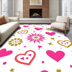 Bright Pink Gold Hearts Star Celebration Rug
