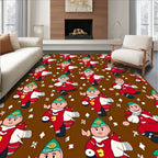 Festive Red Character Repeat Background Rug