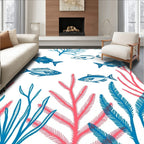 Coral Blue Fish Underwater Scene Rug