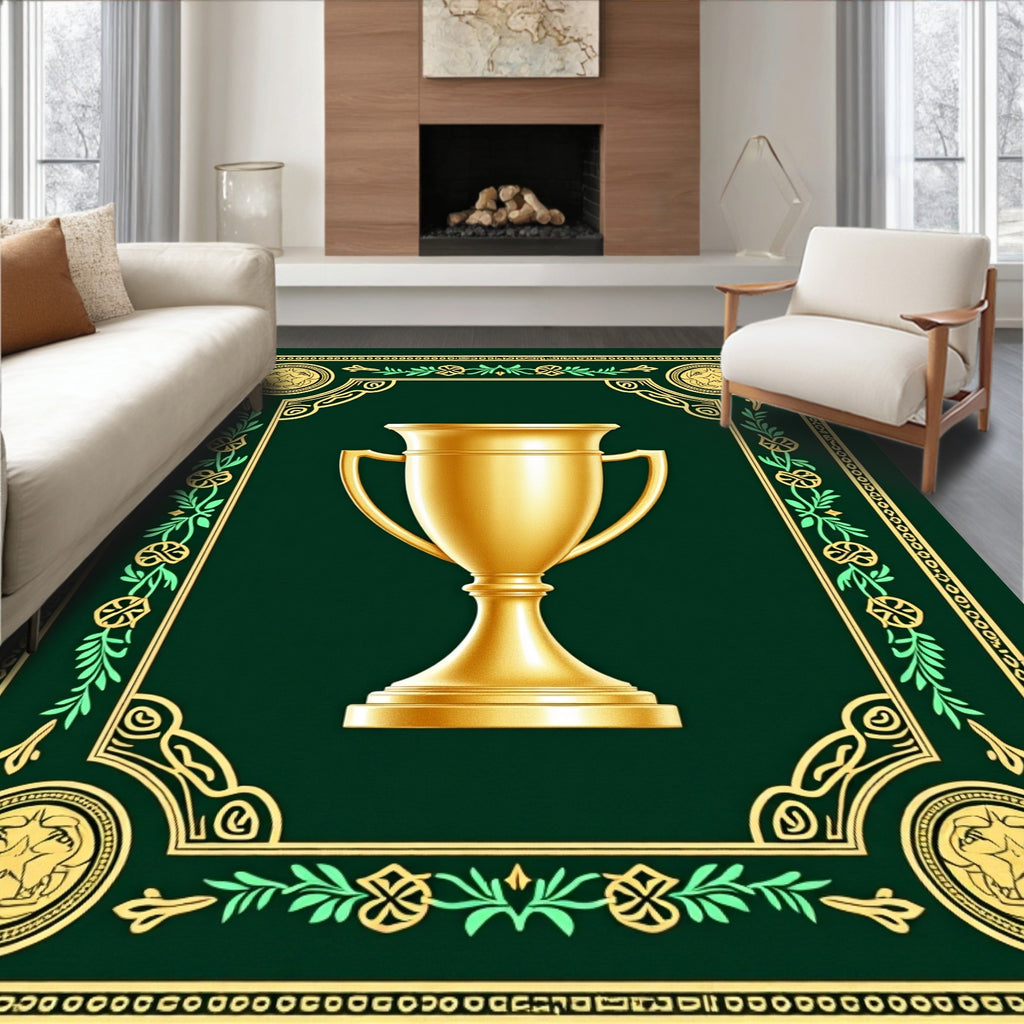 Golden Trophy Laurel Wreath Border Rug