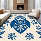 Deep Blue Owl Holly Floral Rug