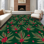 Festive Green Berry Pine Sprig Rug