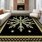 Elegant Black Gold Snowflake Medallion Rug