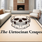 Bold Black Skull Vintage Cream Rug