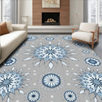Blue Snowflake Mandala Medallion Rug