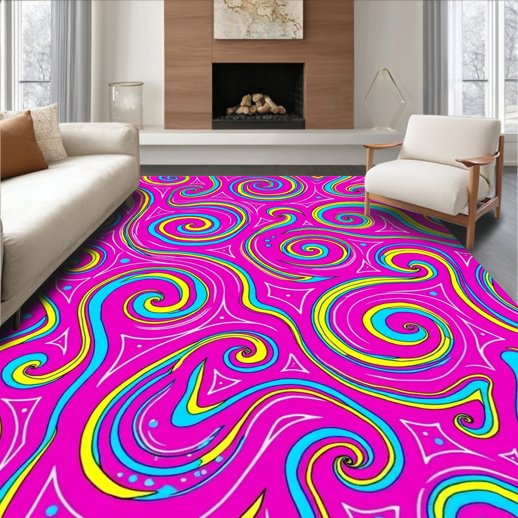 Hot Pink Swirls and Triangles Rug