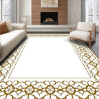 Golden Ornate Vintage Scroll Border Rug