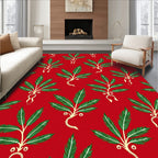 Crimson Palm Frond Botanical Rug