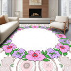 Pink Purple Floral Wreath Border Rug