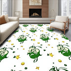 Whimsical Green Clover Star Sprinkle Rug