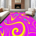 Vibrant Pink Yellow Swirl Triangles Rug
