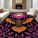 Golden Owl Full Moon Forest Scene Rug