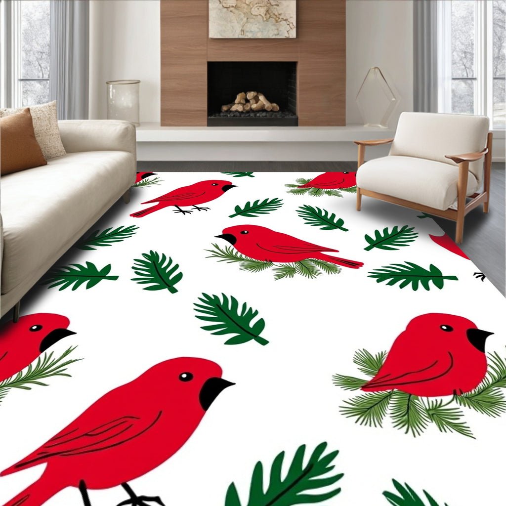 Red Cardinal Branch Repeat Rug