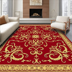 Regal Red Golden Acanthus Scroll Rug
