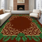 Golden Swirl Festive Pine Boughs Rug