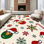 Jolly Christmas Figures Snowflakes Candy Canes Rug