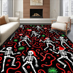 Dancing Skeletons Christmas Ribbon Confetti Rug
