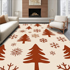 Rustic Brown Forest Snowflakes Rug