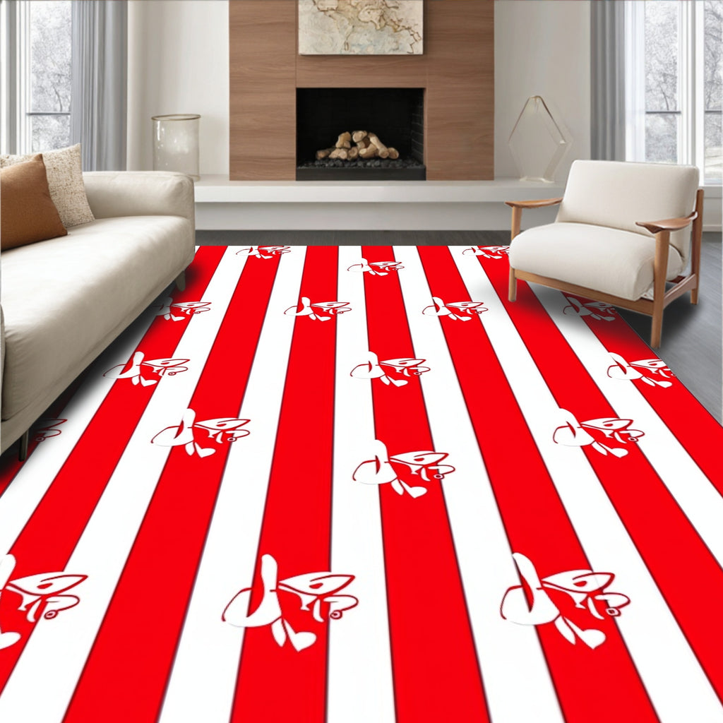 Red White Candy Cane Stripes Rug