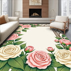 Pink Cream Rose Floral Garland Rug