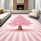 Pink Fluffy Tree Stripes Rug